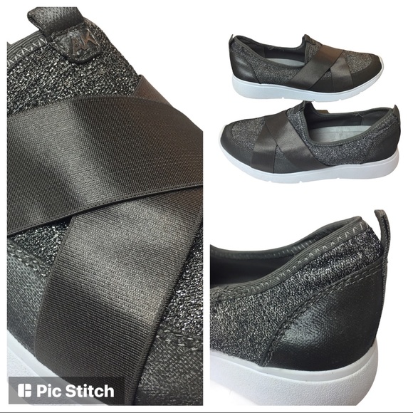 Anne Klein Sport Shoes - ANNE KLEIN SPORT Metallic Silver Grey Slip On Shoes Size 9.5 Sparkly Casual